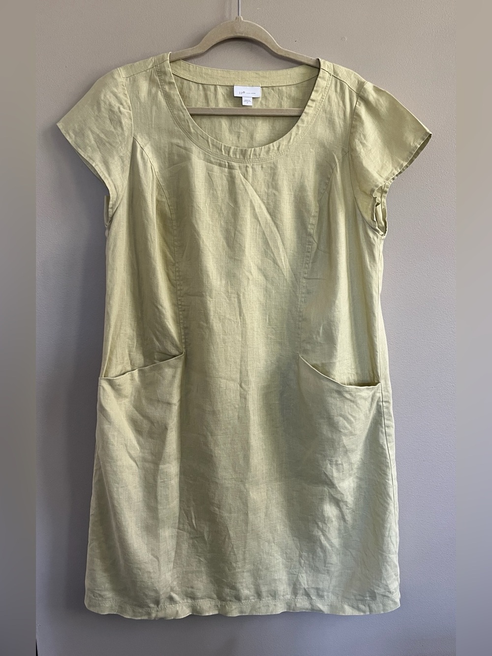 J. Jill Pure Jill Linen Seamed short sleeve Mini Dress color Celery size medium